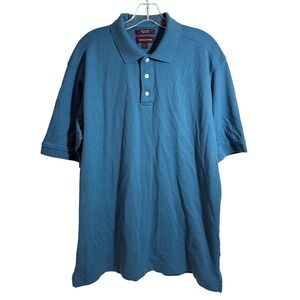 Nordstrom Men's Pima Cotton Polo Shirt Teal Blue Size Large Short Sleeve